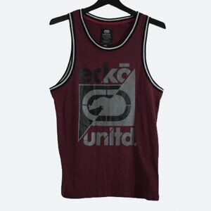 Ecko unltd Graphic Tank top burgundy red  With Black Trim size S